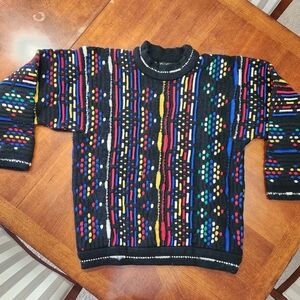 Vintage COOGI Men's Black Multicolor Patterned Sweater Size XL